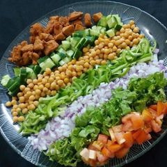 A picture of Fresh salad with chicken.