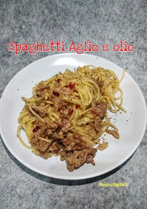 Foto resep Spaghetti Aglio e Olio with sliced beef