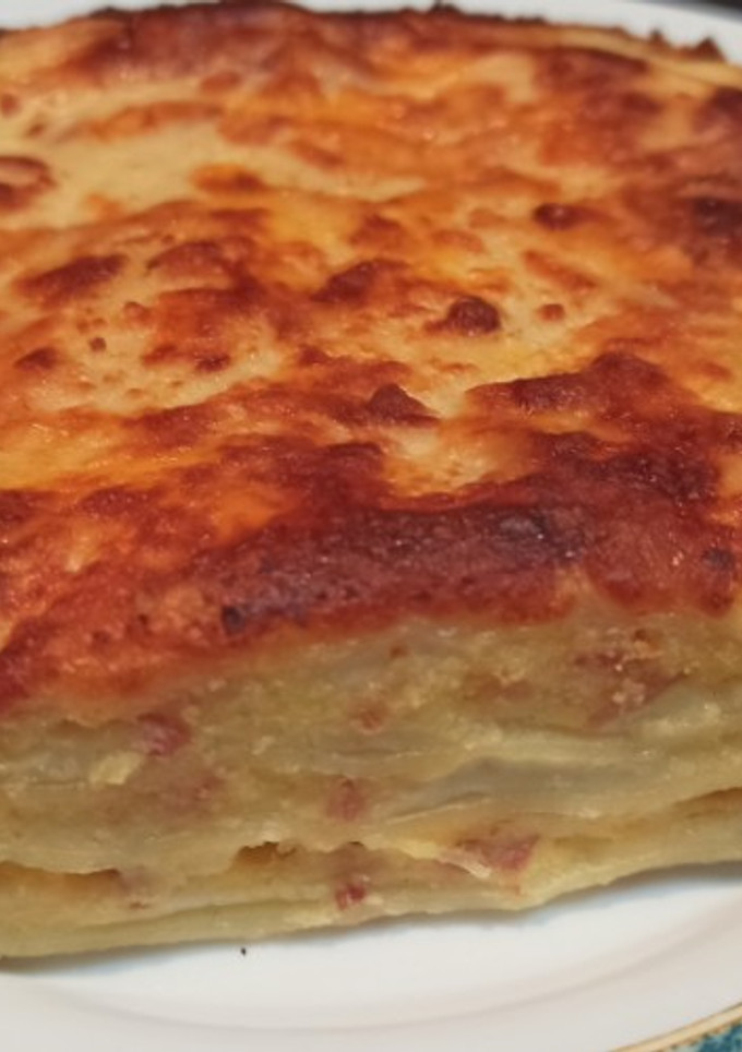 Una foto de Lasaña carbonara Thermomix
