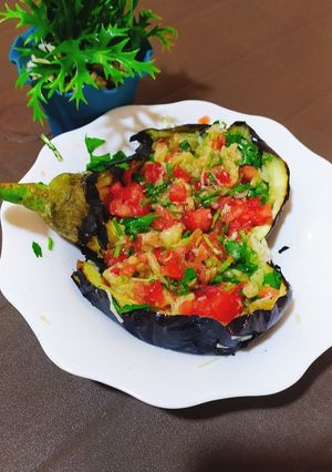 صورة لوصفة سلطة الباذنجان بطريقة جديدة😋😜