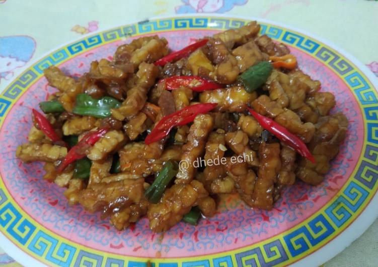 Proses Membuat Tempe Orek Kacang Panjang Pedas Manis Anti Gagal