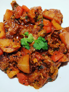 A picture of Spicy Ridge Gourd or Tori Masala.