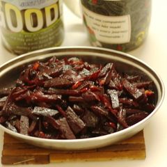 A picture of Beetroot Fingers Saute a.k.a mezhukupuratti.