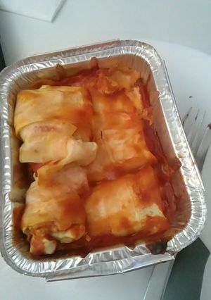 Una foto de Canelones de Calabacín y Pollo