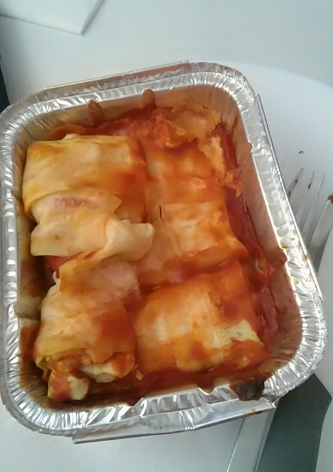 Una foto de Canelones de Calabacín y Pollo