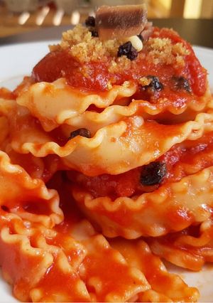 A picture of Pasta with Anchovies and Toasted Breadcrumbs.