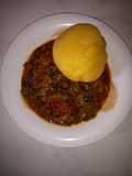 Eba and ugwu soup