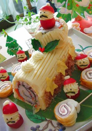 A picture of Christmas Sushi Bûche de Noël.