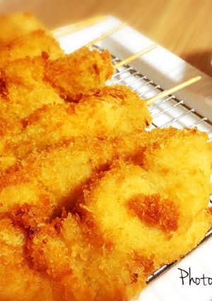 A picture of Juicy Skewered Fried Chicken Breast & Sweet Onion.