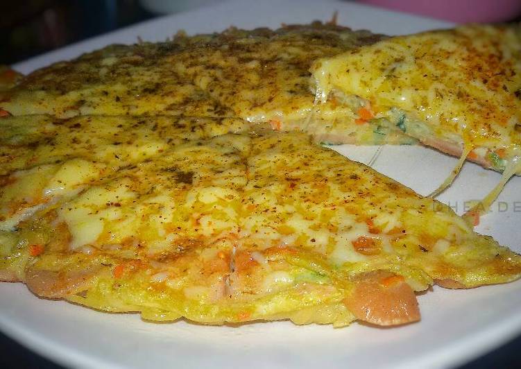 Langkah Mudah untuk meracik Omlet pizza 😂, Sempurna