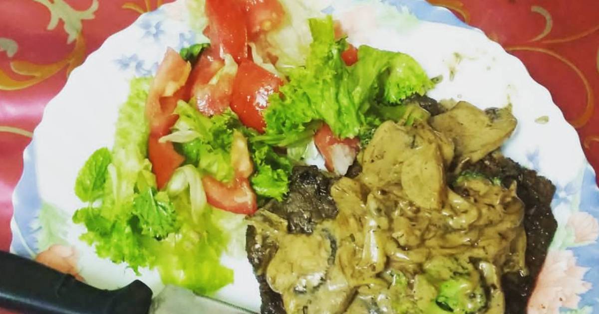 Grilled beef with mushroom sauce Recipe by Suhena's Kitchen Cookpad