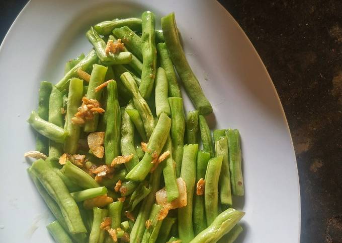 Standar Cara praktis bikin Oseng buncis bawang putih yang sedap