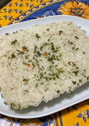 Une photo de Riz moulé au saindoux et herbes aromatiques