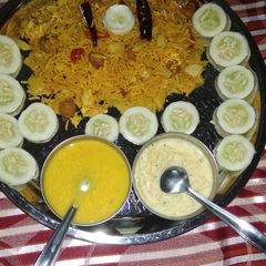 A picture of Soya chunks & vegetable brown rice.