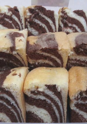 Foto resep Zebra Cake Putih Telur (Panggang OK Kukus Ok)