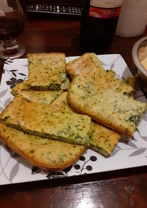 Una foto de Faina de queso y espinaca licuado
