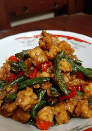 Foto resep Tumis Kacang Panjang Tempe Pedas 🔥