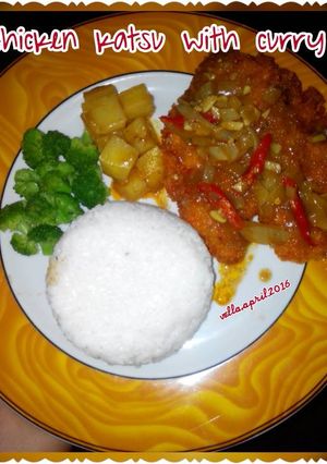 Foto resep Chicken katsu with curry 💞👌