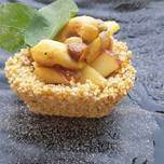 Rajgira jaggery tart with caramelized apple and nuts