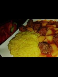 صورة لوصفة صينية كفتة + بطاطا مع الأرز