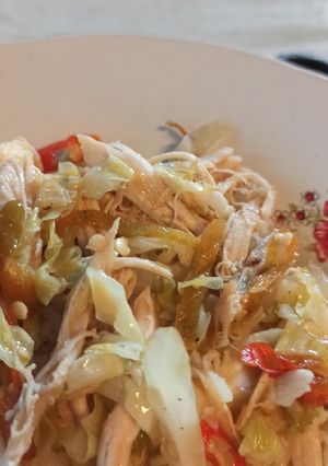 Foto resep Ayam suwir tumis kol pedas