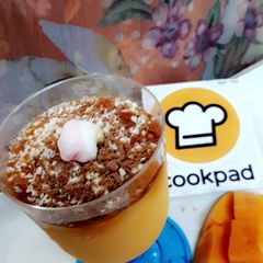 A picture of Mango shake with a twist.