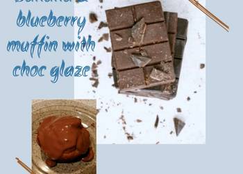 How To Making Recipe Banana and Blueberry Muffin with Chocolate Glaze Savory Delicious
