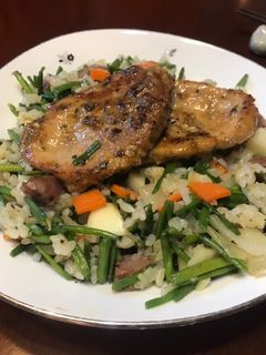 蒜香蝦皮水蓮炒飯 的食譜成品照片