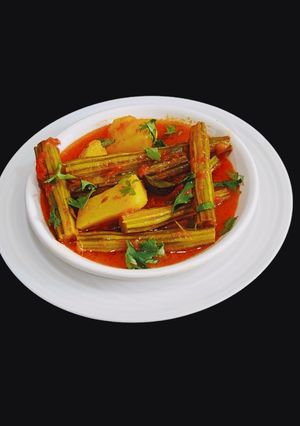 A picture of Drumstick Potato Curry Sindhi Style.