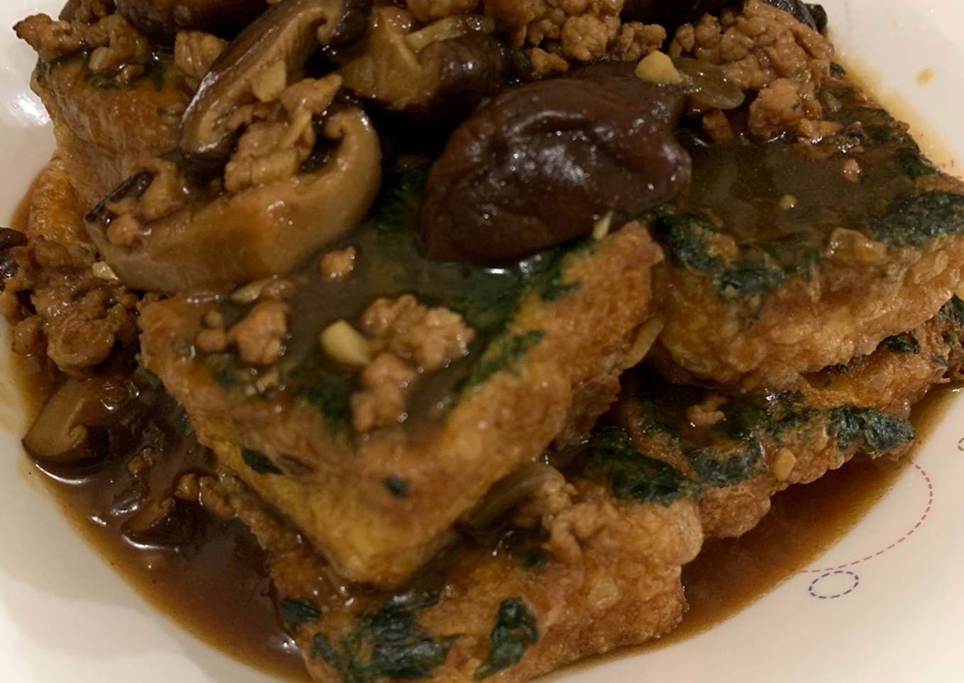 Spinach Tofu with Mushroom