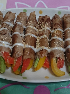 三色豬肉卷 的食譜成品照片