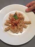 Whole grain fusilli pasta with tomato basil sauce