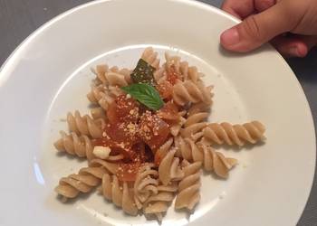 Update, Prepare Recipe Whole grain fusilli pasta with tomato basil sauce Very Delicious