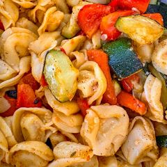 A picture of Easy Pesto Tortellini with Summer Vegetables.