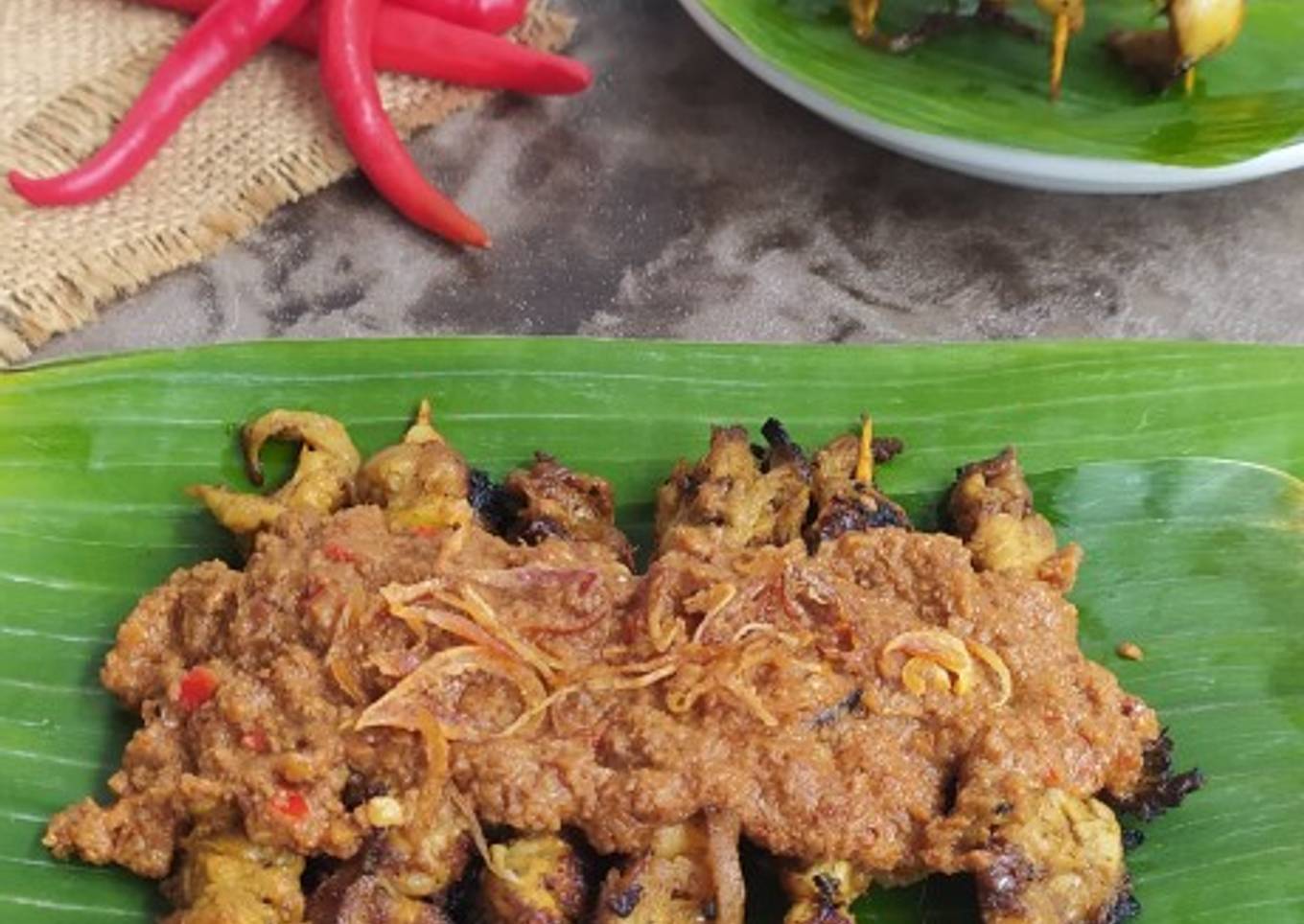Sate Jamur Tiram Bumbu Kacang
