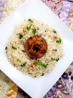 A picture of Fried Rice with Manchurian.