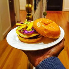 A picture of Gouda Impossible burgers.