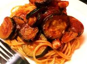 A picture of summer squash pasta
