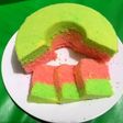 Bolu kukus singkong pandan & strawberry