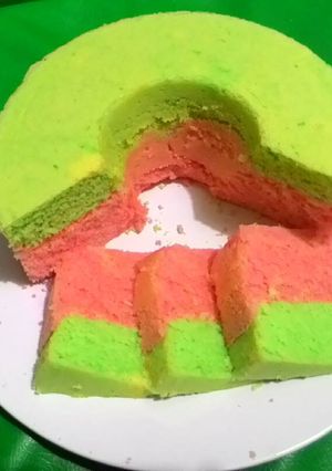 Foto resep Bolu kukus singkong pandan & strawberry
