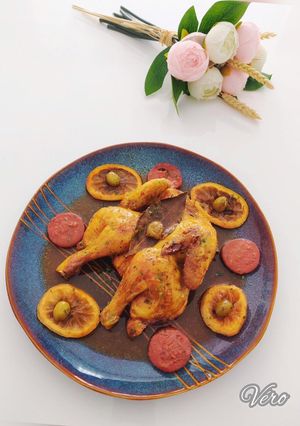 Une photo de Coquelet en crapaudine au chorizo et au citron