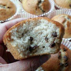 A picture of Vickys Chocolate Chip Banana Muffins, GF DF EF SF NF.
