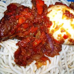 A picture of Favorite Spaghetti and sauce😋.