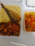 Cassava couscous, dodo gizzard, halloumi sauce da soyaye kifi