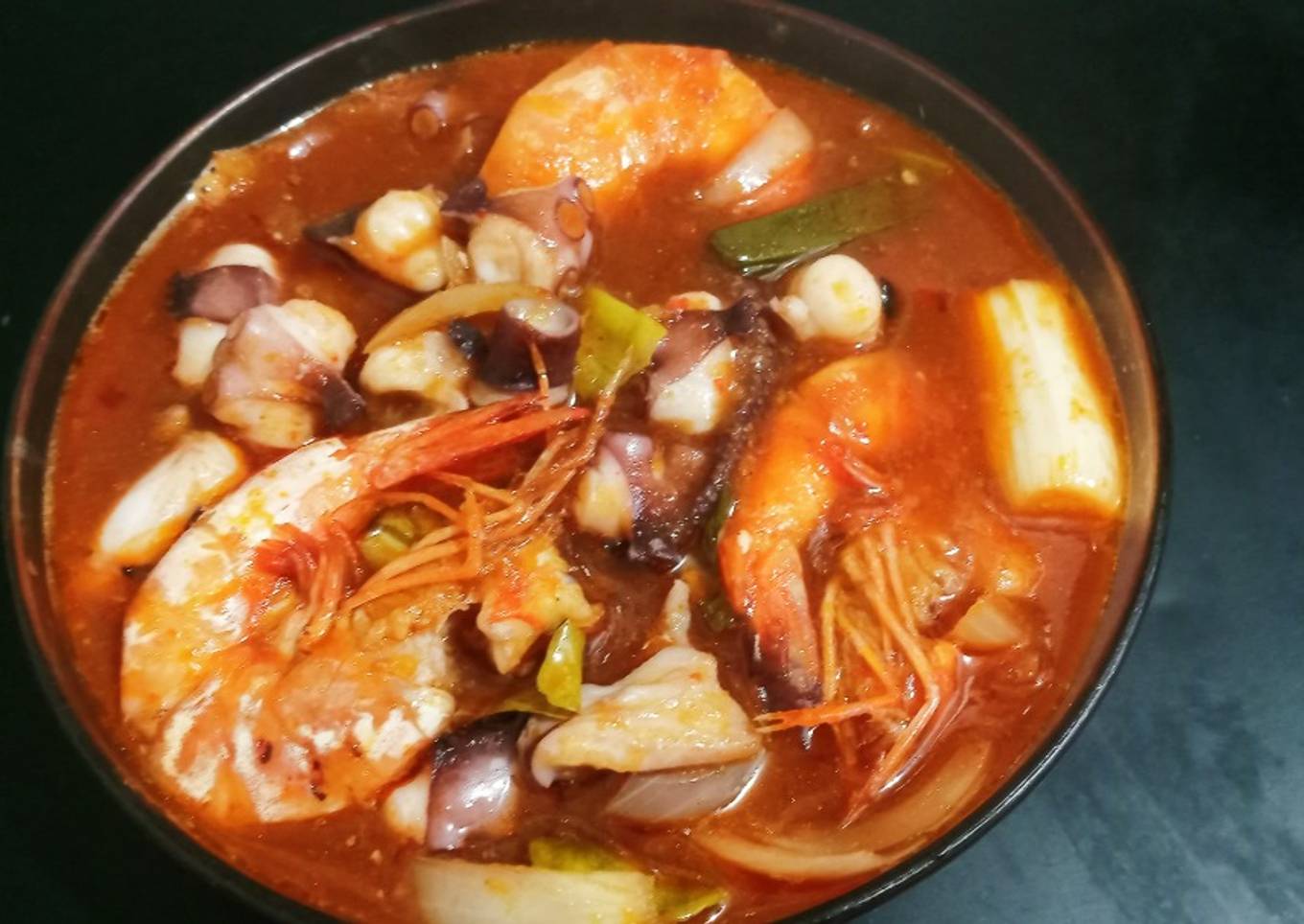 Gurita udang saus padang
