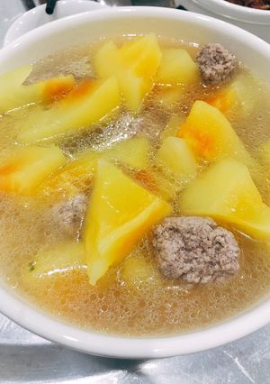 Hình của món Canh đu đủ thịt băm.