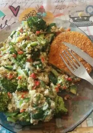 Una foto de Revuelto de verduras con avena