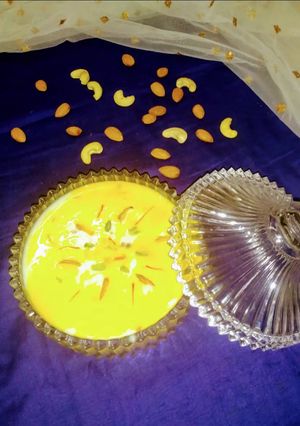 A picture of Kesariya dry fruits milk.