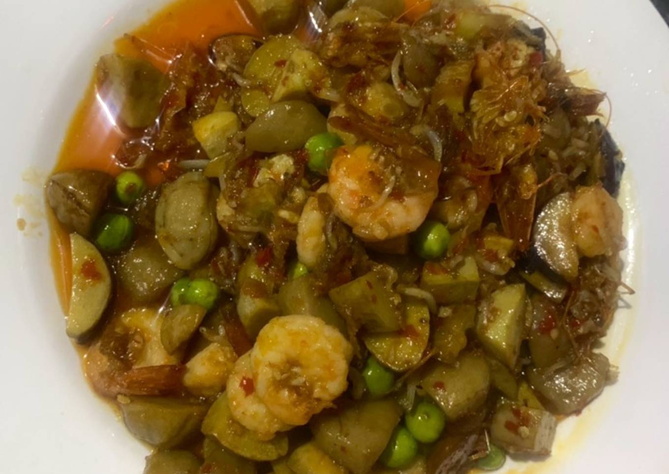 Jengkol sambal udang teri bakso