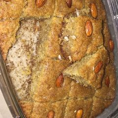 A picture of Basbousa (semolina cake).